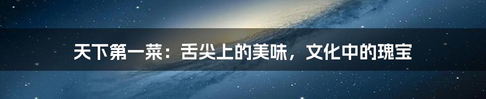 天下第一菜：舌尖上的美味，文化中的瑰宝