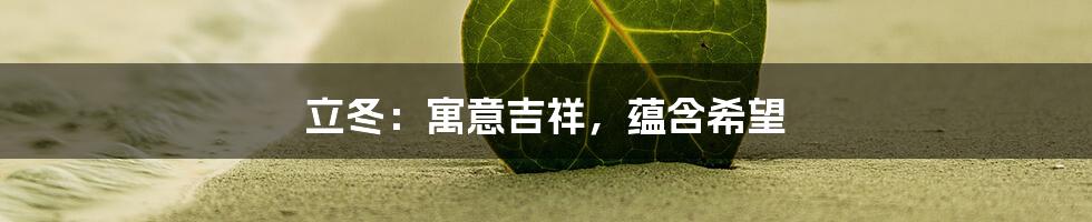 立冬:寓意吉祥,蕴含希望