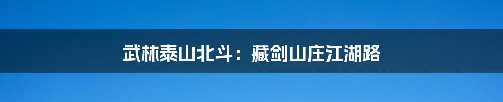 武林泰山北斗:藏剑山庄江湖路