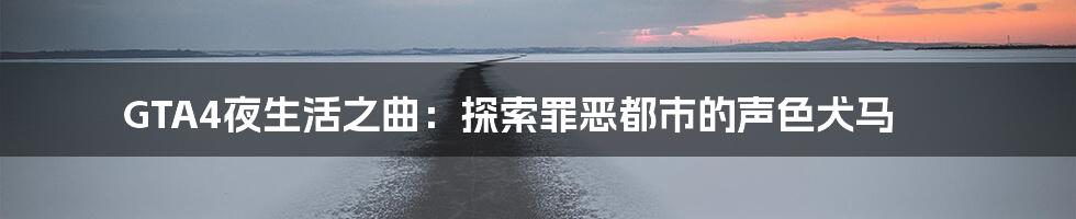 GTA4夜生活之曲：探索罪恶都市的声色犬马