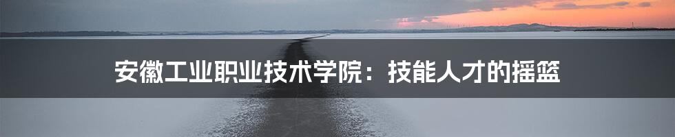 安徽工业职业技术学院:技能人才的摇篮
