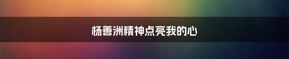 杨善洲精神点亮我的心
