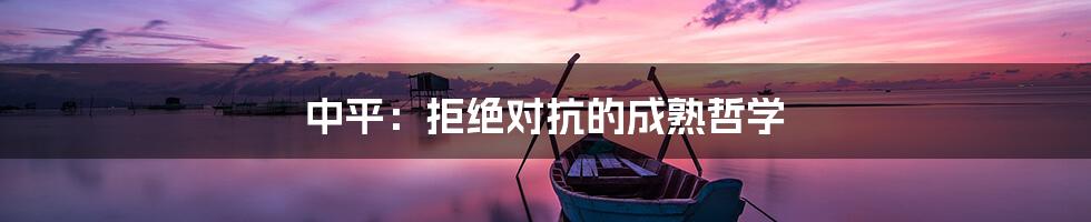 中平：拒绝对抗的成熟哲学
