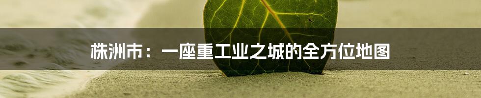株洲市:一座重工业之城的全方位地图