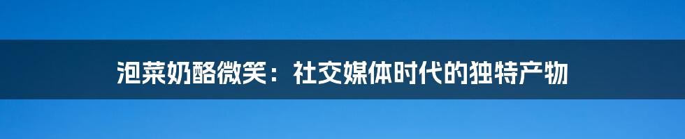 泡菜奶酪微笑:社交媒体时代的独特产物