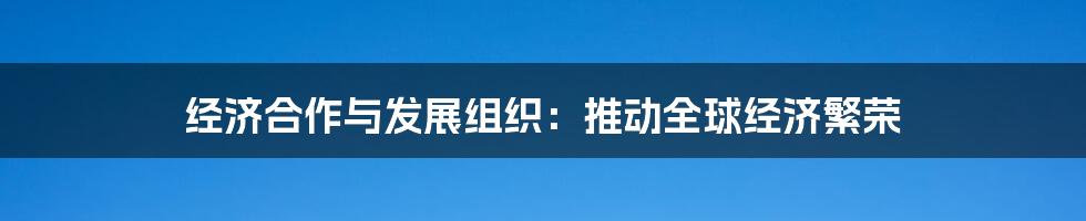 经济合作与发展组织:推动全球经济繁荣