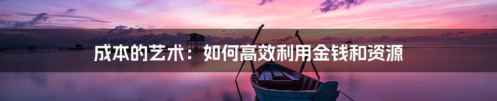 成本的艺术:如何高效利用金钱和资源