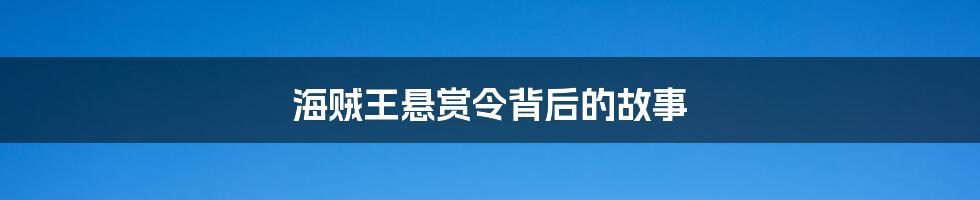海贼王悬赏令背后的故事