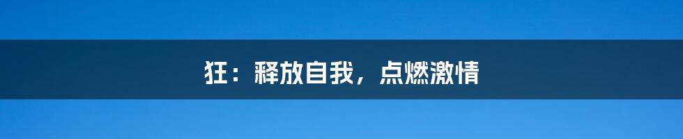 狂:释放自我,点燃激情