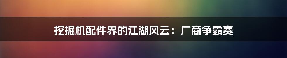 挖掘机配件界的江湖风云:厂商争霸赛
