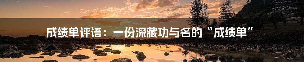 成绩单评语：一份深藏功与名的“成绩单”