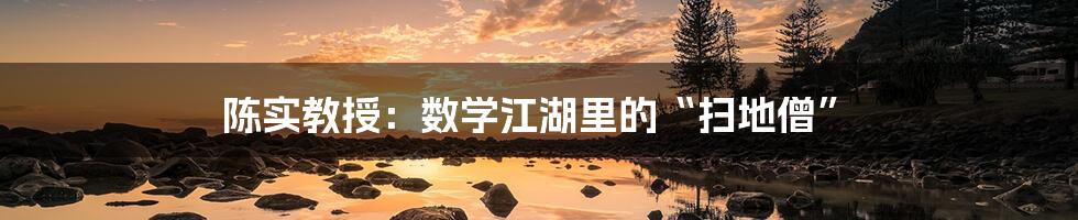 陈实教授：数学江湖里的“扫地僧”