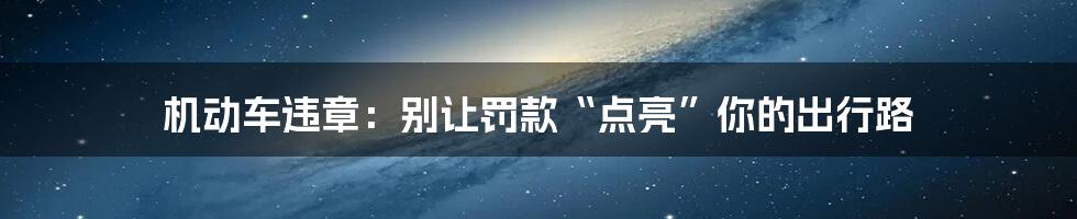 机动车违章：别让罚款“点亮”你的出行路