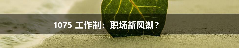 1075 工作制:职场新风潮?