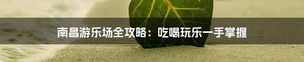 南昌游乐场全攻略:吃喝玩乐一手掌握