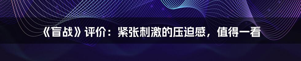 《盲战》评价:紧张刺激的压迫感,值得一看