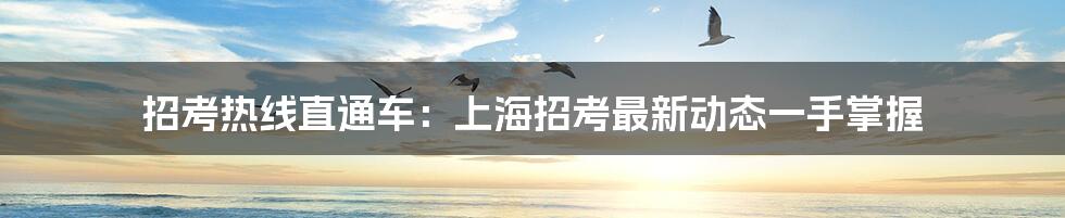 招考热线直通车:上海招考最新动态一手掌握