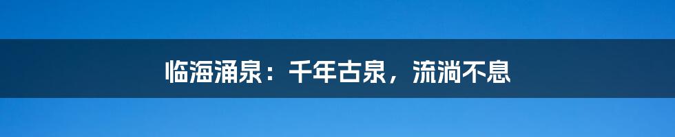 临海涌泉:千年古泉,流淌不息