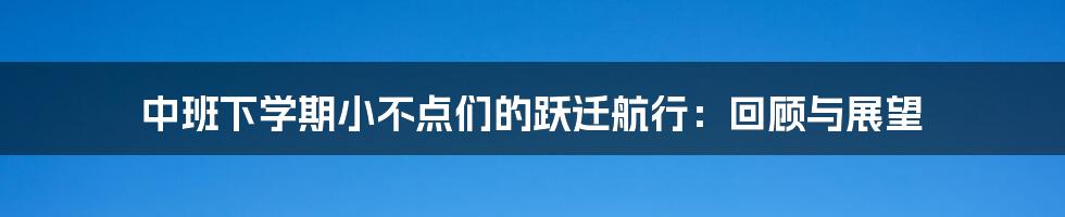 中班下学期小不点们的跃迁航行：回顾与展望
