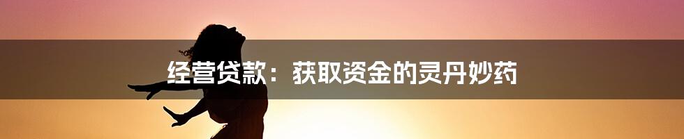 经营贷款:获取资金的灵丹妙药