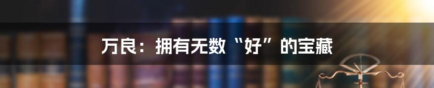 万良：拥有无数“好”的宝藏