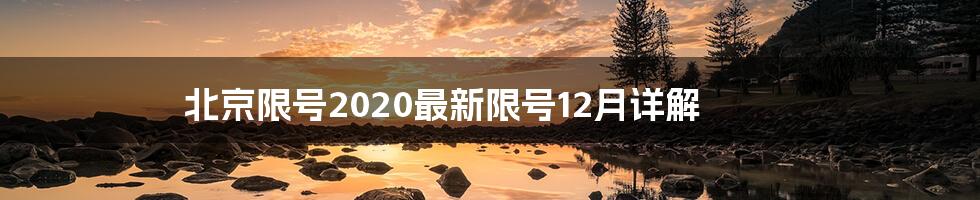 北京限号2020最新限号12月详解