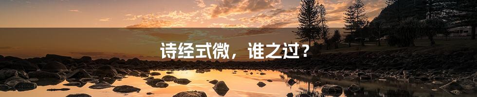 诗经式微,谁之过?