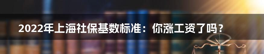 2022年上海社保基数标准：你涨工资了吗？