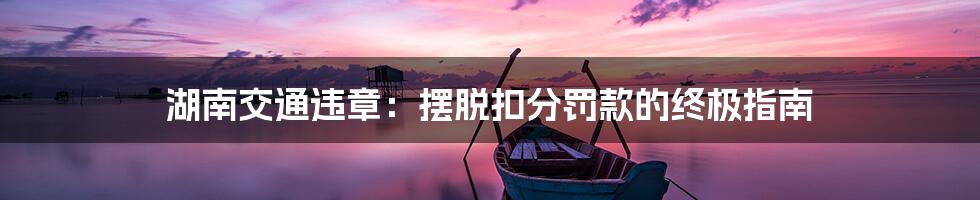 湖南交通违章：摆脱扣分罚款的终极指南