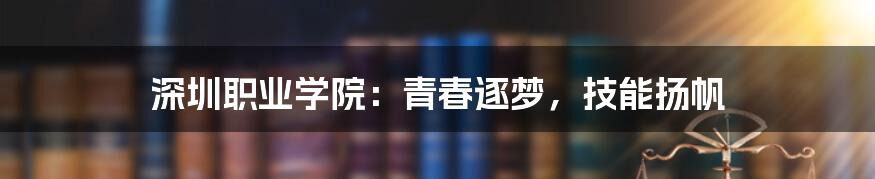 深圳职业学院：青春逐梦，技能扬帆