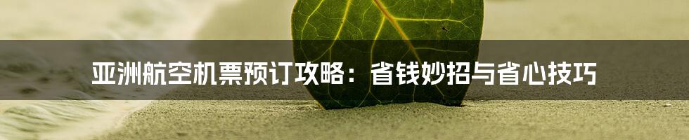 亚洲航空机票预订攻略：省钱妙招与省心技巧