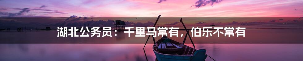 湖北公务员:千里马常有,伯乐不常有