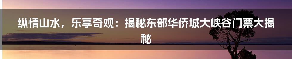纵情山水，乐享奇观：揭秘东部华侨城大峡谷门票大揭秘