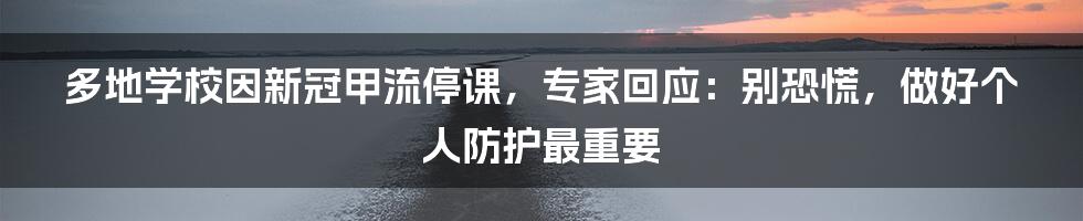 多地学校因新冠甲流停课,专家回应:别恐慌,做好个人防护最重要