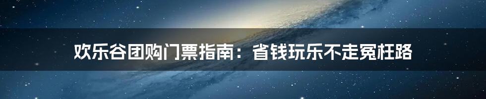 欢乐谷团购门票指南：省钱玩乐不走冤枉路