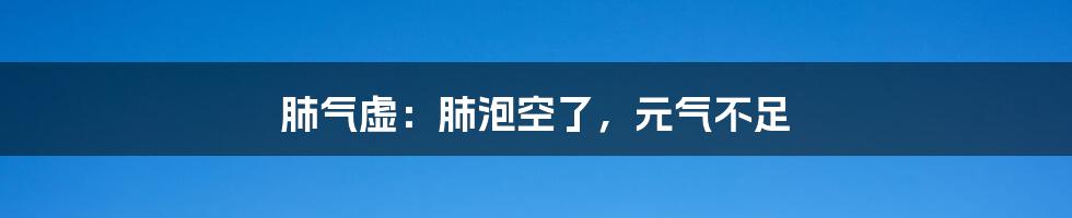 肺气虚：肺泡空了，元气不足