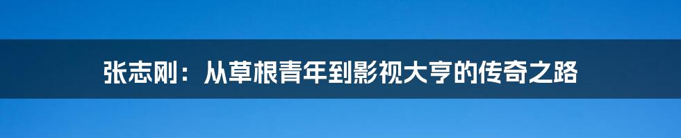 张志刚:从草根青年到影视大亨的传奇之路