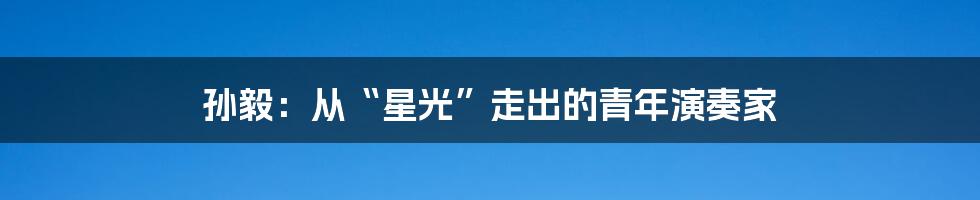 孙毅:从“星光”走出的青年演奏家