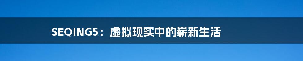 SEQING5:虚拟现实中的崭新生活