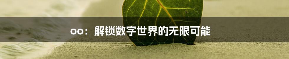 oo:解锁数字世界的无限可能