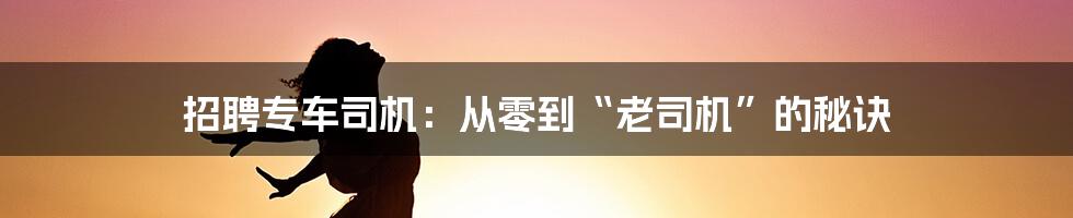 招聘专车司机：从零到“老司机”的秘诀