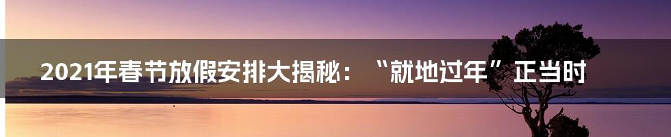 2021年春节放假安排大揭秘：“就地过年”正当时