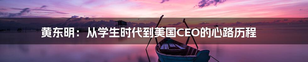 黄东明：从学生时代到美国CEO的心路历程