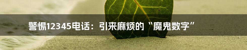 警惕12345电话：引来麻烦的“魔鬼数字”