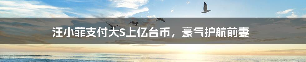 汪小菲支付大S上亿台币,豪气护航前妻
