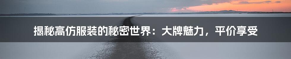 揭秘高仿服装的秘密世界:大牌魅力,平价享受