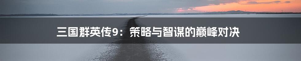三国群英传9:策略与智谋的巅峰对决