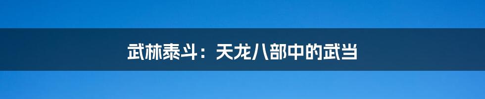 武林泰斗:天龙八部中的武当