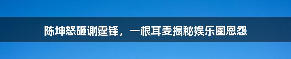 陈坤怒砸谢霆锋,一根耳麦揭秘娱乐圈恩怨