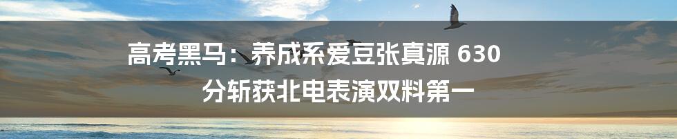 高考黑马：养成系爱豆张真源 630 分斩获北电表演双料第一